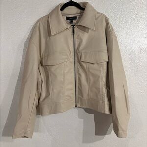 Forever 21 Beige Faux Leather Zip Jacket